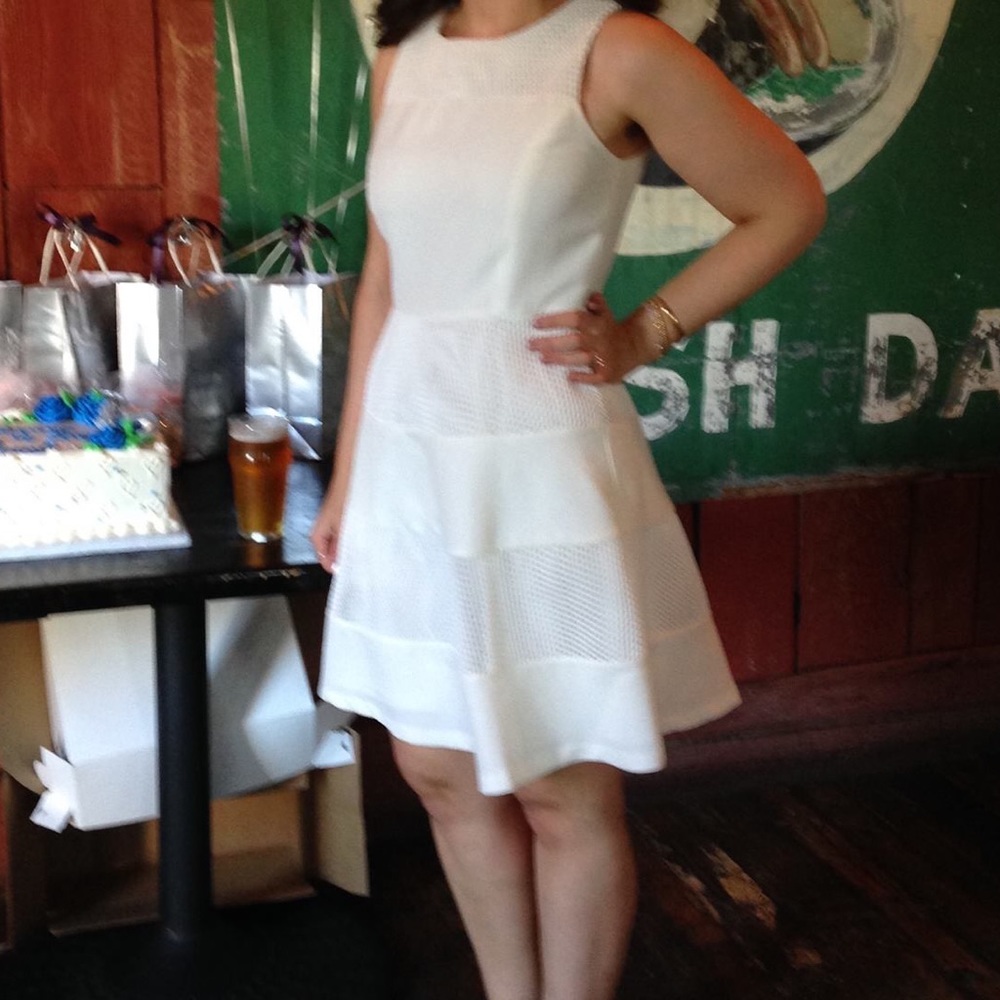 White Ann Taylor fit and flare dress